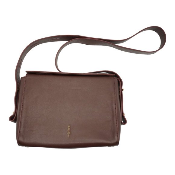 THACKER Leather Crossbody Maroon Adjustable Shoulder Strap Magnetic Closure $198 - Picture 1 of 6